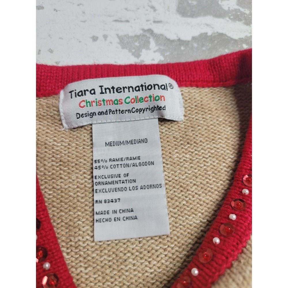 Tiara International Christmas Collection Sweater‎ Peach on Earth Women's Medium - Picture 4 of 7
